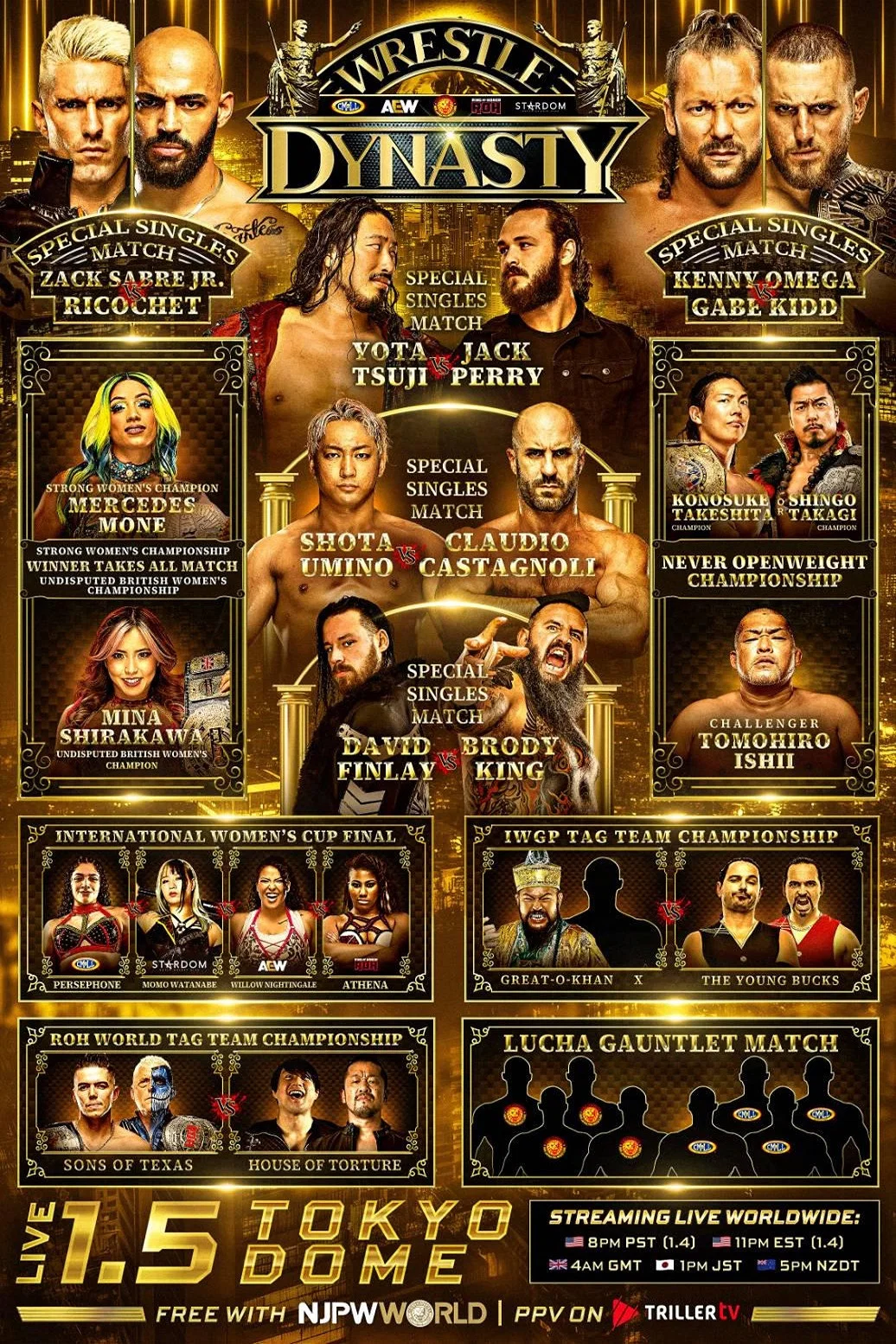 NJPW x AEW x CMLL x ROH x STARDOM: 摔角王朝