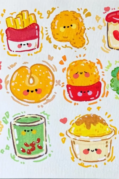 毛毛简笔画：挑战画100个可爱食物！